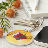 Red Accordion, Musical Notes on Gold Background Sleutelhanger (Voorkant Rechts)