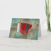 Red Accordion op Musical Notes-kaart. Kaart (Voorkant)