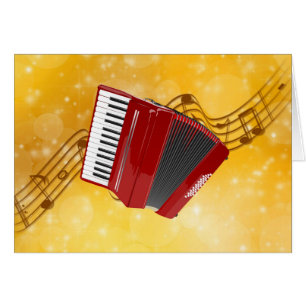 Red Accordion op muzieknoten