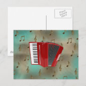 Red Accordion op muzieknoten Briefkaart (Voorkant / Achterkant)