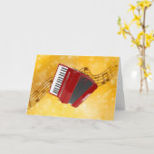 Red Accordion op muzieknoten Kaart (Gele Bloem)