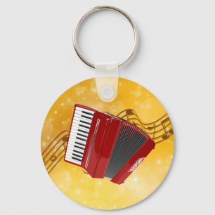 Red Accordion op muzieknoten Sleutelhanger