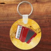 Red Accordion op muzieknoten Sleutelhanger (Voorkant)