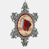 Red Accordion, populair design, Tin Sneeuwvlok Ornament (Links)