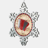 Red Accordion, populair design, Tin Sneeuwvlok Ornament (Rechts)