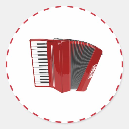 Red Accordion Ronde Sticker (Voorkant)