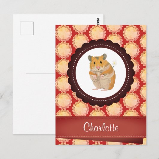 Red Add Jouw naam Hamster Briefkaart (Voorkant / Achterkant)