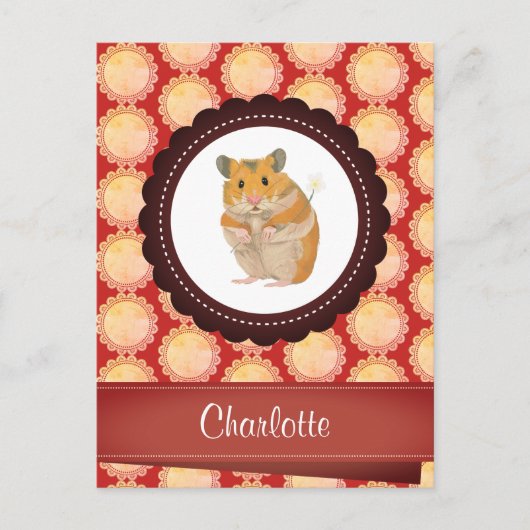 Red Add Jouw naam Hamster Briefkaart (Voorkant)