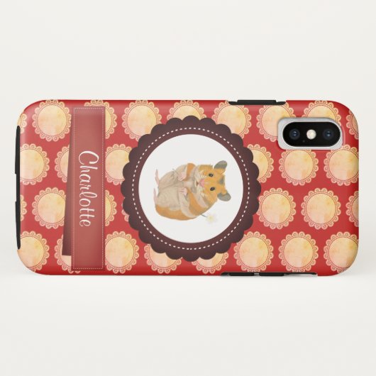 Red Add Jouw naam Hamster Case-Mate iPhone Case (Achterkant (horizontaal))