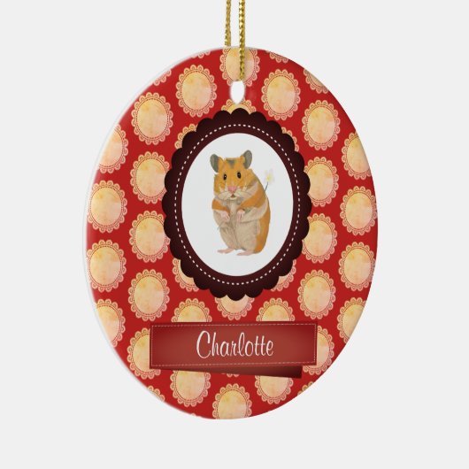 Red Add Jouw naam Hamster Keramisch Ornament (Rechts)