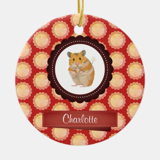 Red Add Jouw naam Hamster Keramisch Ornament (Voorkant)