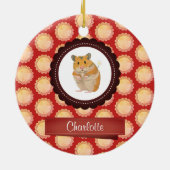 Red Add Jouw naam Hamster Keramisch Ornament (Achterkant)