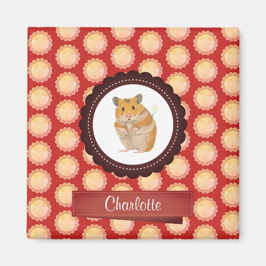 Red Add Jouw naam Hamster Magneet (Voorkant)