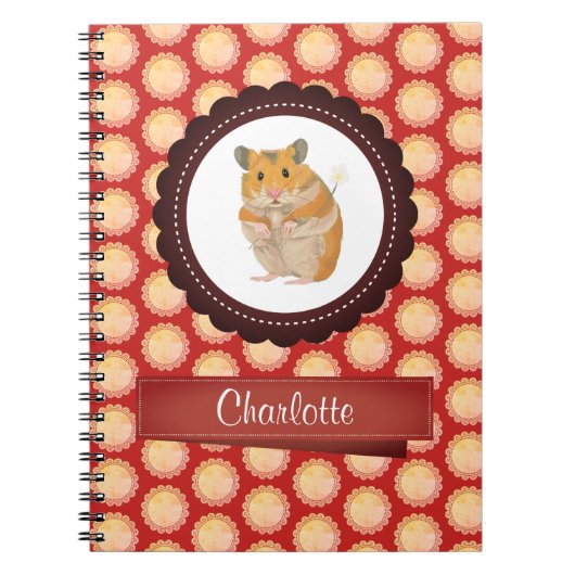 Red Add Jouw naam Hamster Notitieboek (Voorkant)