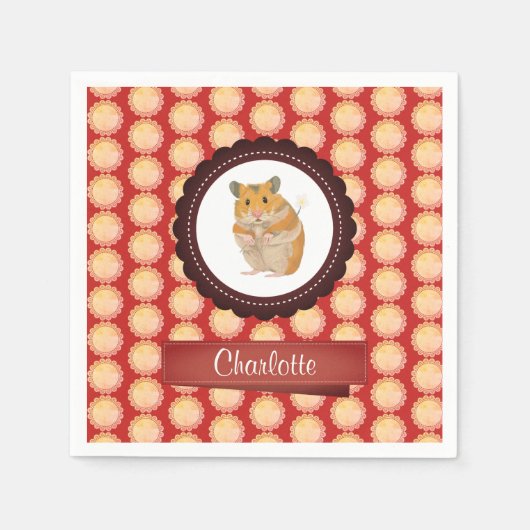 Red Add Jouw naam Hamster Servet (Voorkant)