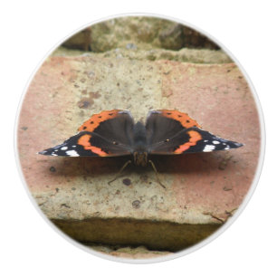 Red Admiral Butterfly Ceramic Knob Keramische Knop