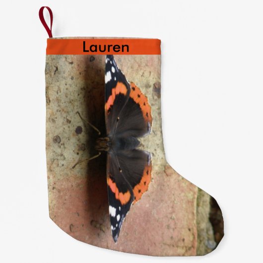 Red Admiral Butterfly Custom Stocking Kleine Kerstsok (Voorkant)