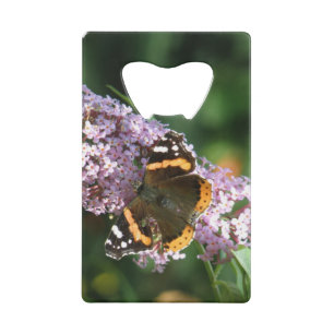 Red Admiral Butterfly en Boeddleia Bottle Open Creditkaart Flessenopener