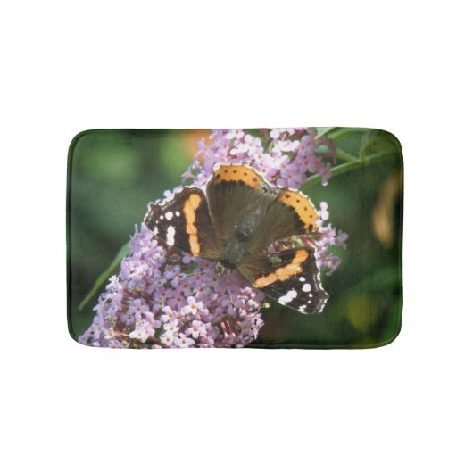 Red Admiral Butterfly en Buddleia Bath Mat (Voorkant)