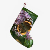 Red Admiral Butterfly en Buddleia Custom Stocking Kleine Kerstsok (Voorkant (Hangend))