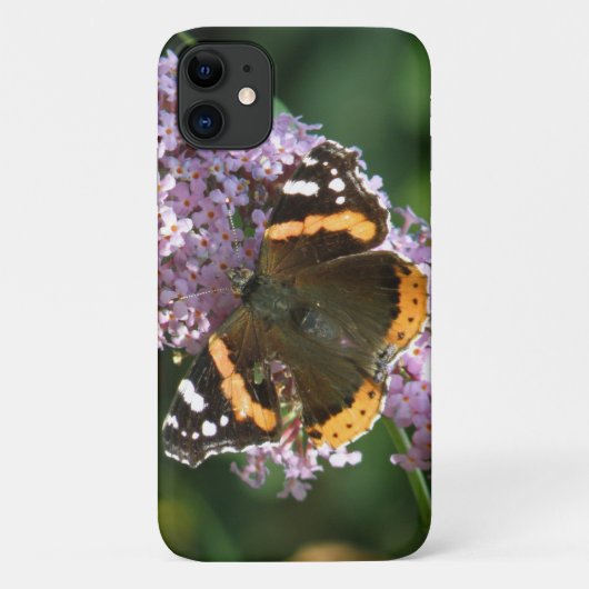 Red Admiral Butterfly en Buddleia iPhone Case (Achterkant)