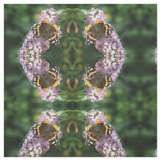 Red Admiral Butterfly en Buddleia Patterned Stof (Swatch)