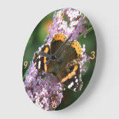 Red Admiral Butterfly en Buddleia Wall Clock Grote Klok (Hoek)