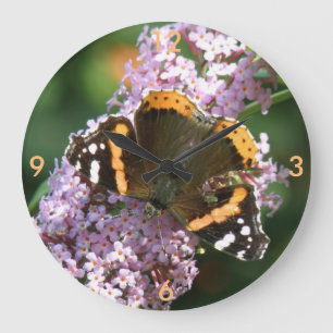 Red Admiral Butterfly en Buddleia Wall Clock Grote Klok
