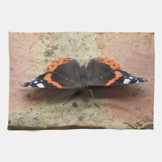 Red Admiral Butterfly Kitchen Towel Theedoek (Horizontaal)