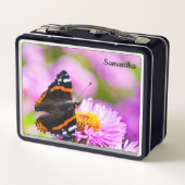 Red Admiral Butterfly Metalen Lunchbox (Achterkant)