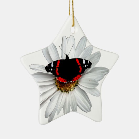 Red Admiral Butterfly op Vloer Keramisch Ornament (Rechts)