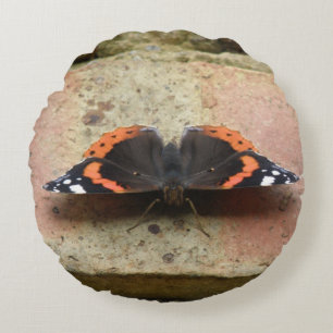 Red Admiral Butterfly Pillow Rond Kussen
