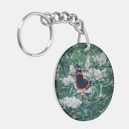 Red Admiral Butterfly Sleutelhanger (Voorkant Links)