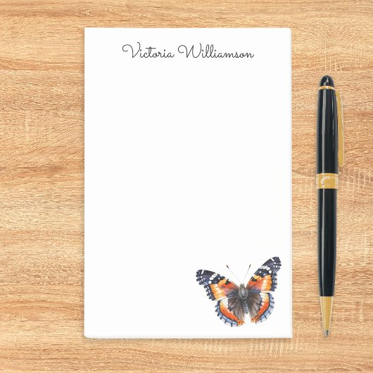 Red Admiral Butterfly Watercolor Personalized Post-it® Notes