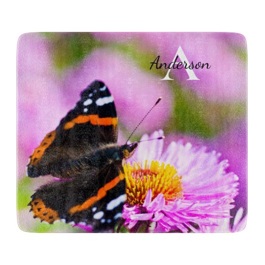 Red Admiral vlinder glazen hakplank Snijplank (Voorkant)