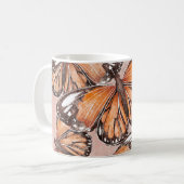 Red Admiral vlinders roze achtergrond Koffiemok (Voorkant links)