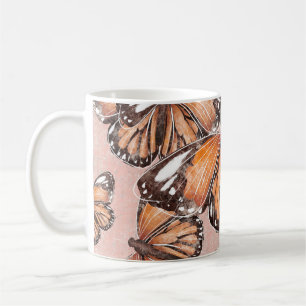 Red Admiral vlinders roze achtergrond Koffiemok
