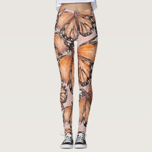 Red Admiral vlinders roze achtergrond Leggings