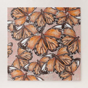 Red Admiral vlinders roze achtergrond Legpuzzel