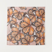 Red Admiral vlinders roze achtergrond Wandkleed (Voorkant (horizontaal))