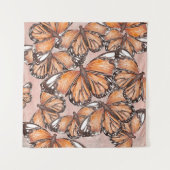 Red Admiral vlinders roze achtergrond Wandkleed (Voorkant)