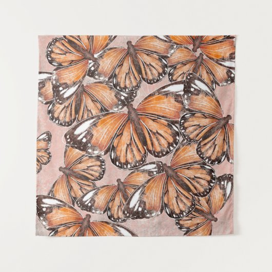 Red Admiral vlinders roze achtergrond Wandkleed (Voorkant)