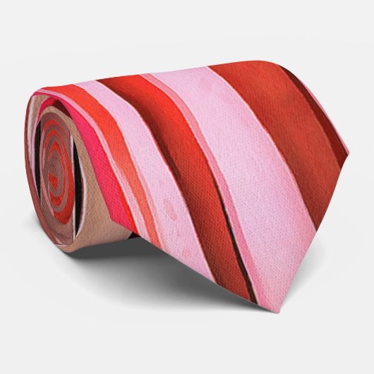 Red Adventure Striped Abstract Pattern Stropdas (Opgerold)