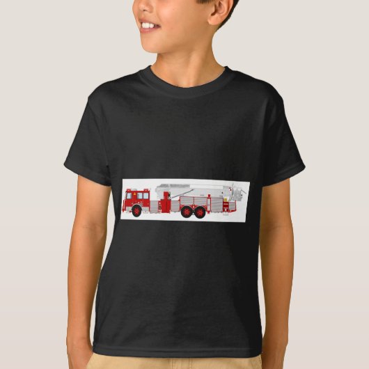 Red Aerial Scope Custom Fire Truck Design T-shirt (Voorkant)
