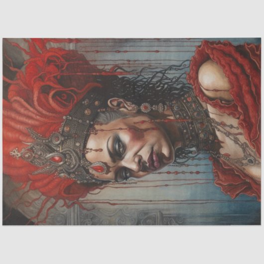 Red African American Warrior Queen Decoupage papie Tissuepapier (Voorkant)