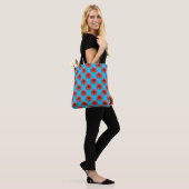 Red African Daisy Pattern on Sky Blue Tote Bag (Op model)
