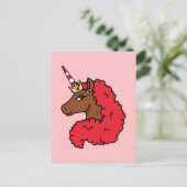 Red Afro Unicorn Briefkaart (Staand voorkant)
