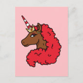 Red Afro Unicorn Briefkaart (Voorkant)