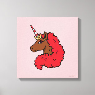 Red Afro Unicorn Canvas Afdruk