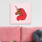 Red Afro Unicorn Canvas Afdruk (Insitu (Woonkamer))